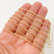 14K Solid Gold Round Figaro Link Chain